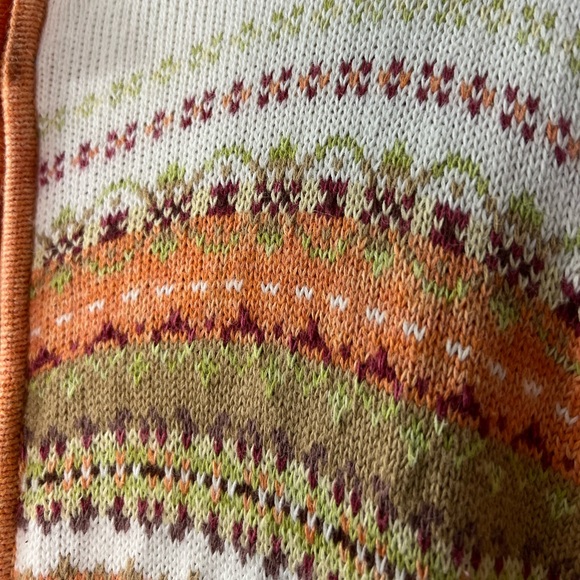 Tiara International Peach White Classic Knitted Front Zip mock Casual Sweater - Picture 6 of 9